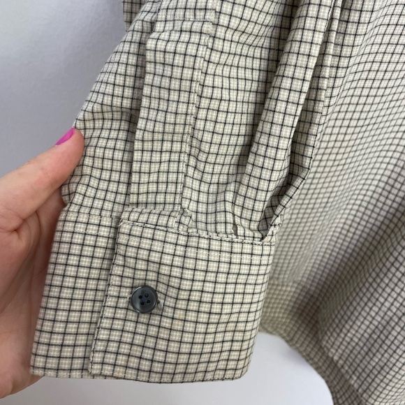 Cacharel designer plaid grid neutral buttons shirt - Picture 5 of 8